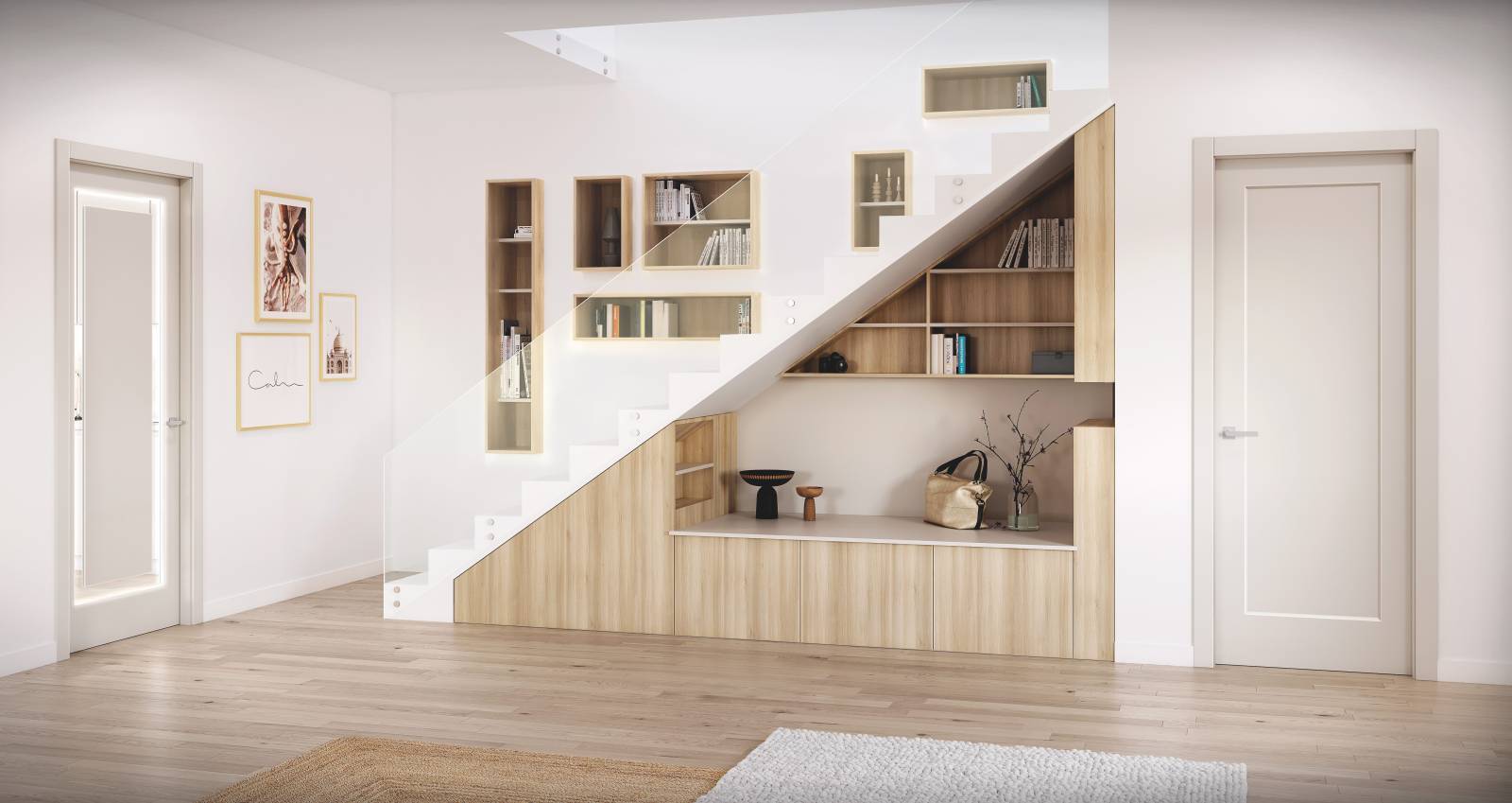 Sous escalier et bibliotheque