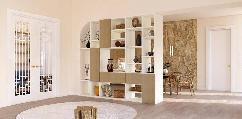 Meuble de séparation entre l'entrée et le salon au Pradet