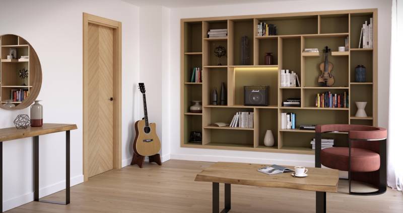  Bibliothèque encastrée sur mesure avec éclairage intégré à La Londe les Maures, dans le Var.